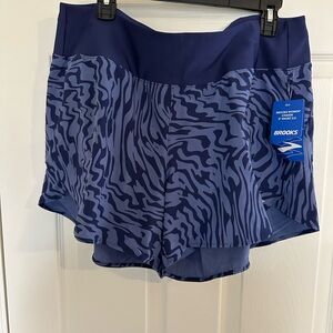 Brooks Women's Athletic Shorts with Blue Zebra Pattern